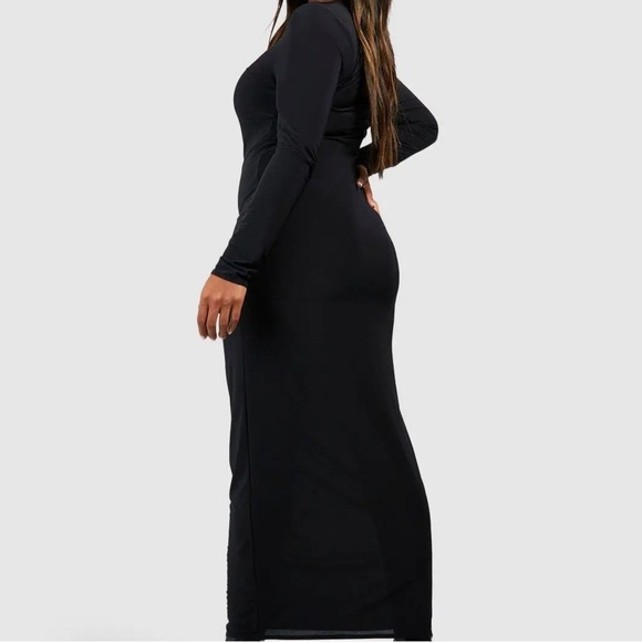 NWT Boohoo ‘Plus Premium Heavy Weight Slinky Long Sleeve Maxi Dress’ in Black 22 - Picture 3 of 14